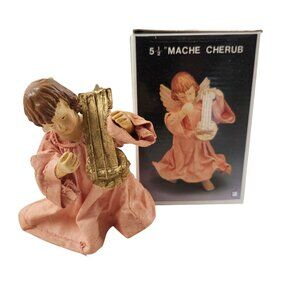 Santas World Ornament Paper Mache Cherub Angel Kurt Adler Vintage Christmas Box